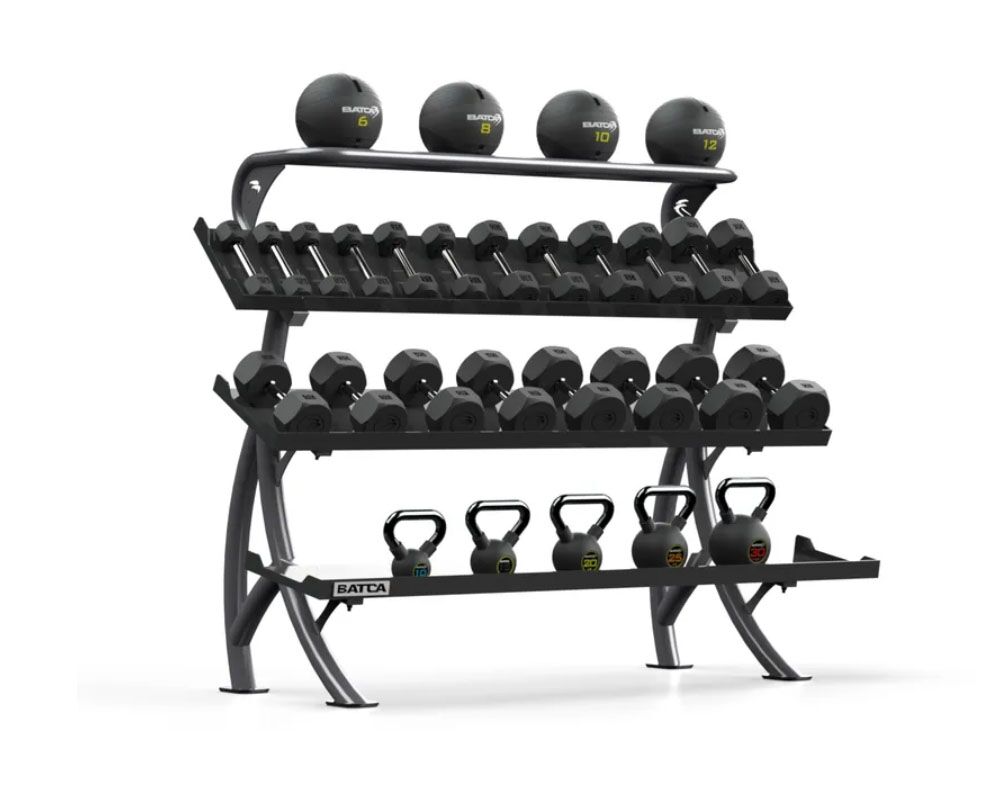 3 Tier 6 Dumbbell Kettlebell Rack