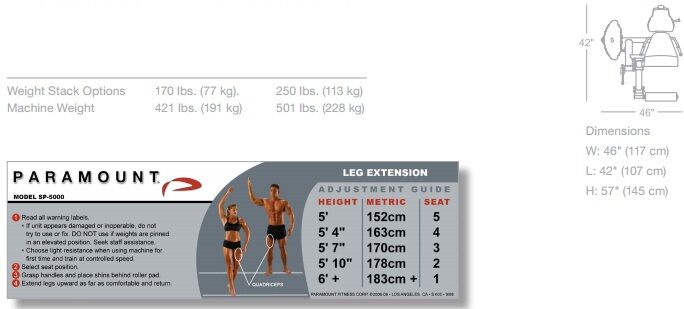 Paramount Leg Extension SP-5000 Paramount Leg Extension SP-5000