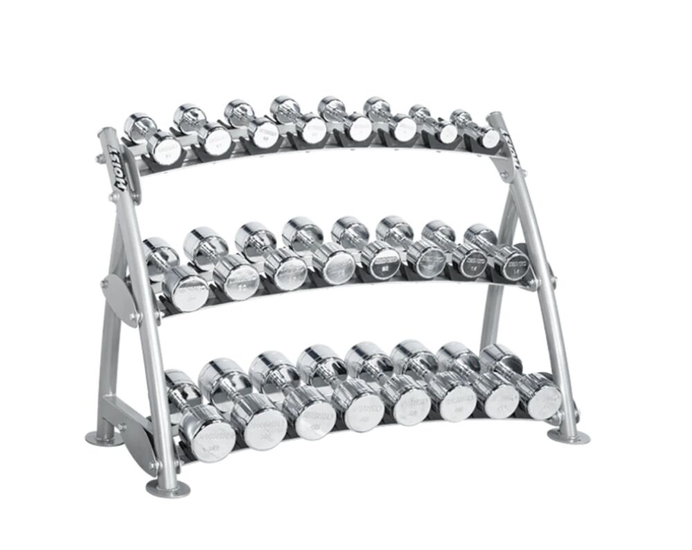 Hoist Fitness Commercial 3-Tier Horizontal Beauty Bell Rack CF-3462-3 (1)
