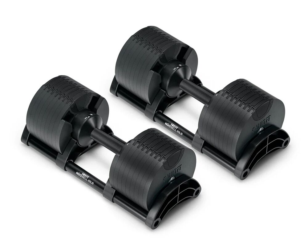 SMRTFT NÜOBELL 80lb Matte Black Adjustable Dumbbells Set | Fitness